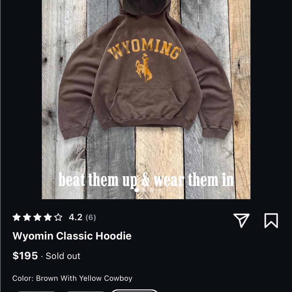 Wyoming Brown Hoodie with Yellow Graphic diamond cross ranch